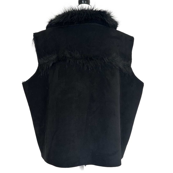 Vintage Deborah Murray 90s y2k Faux Suede Faux Fur Black Penny Lane Mobwife Vest - Picture 5 of 11